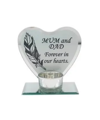 Buy Mum And  Dad  Candle Holder Tealight Memorial  Light Glass Remembrance Plaque • 9.95£