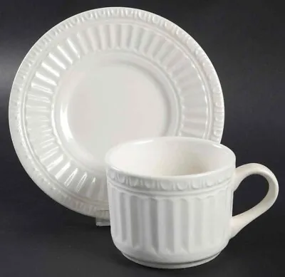 Buy Monarch By Sango Stoneware | Tea Cup & Saucer Set | Off-White | 12 Available • 6.76£