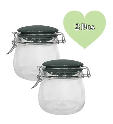 Buy Glass Storage Jars Clear Airtight Cliptop Lid Food Preserving Jar Mason 500mlx2 • 6.99£