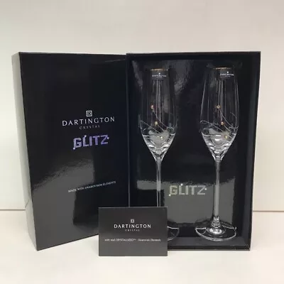 Buy Dartington Crystal Glitz Champagne Flutes 2 Boxed Unused Swarovski Elements • 25£