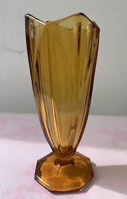 Buy Art Deco Amber Glass Tulip Vase • 11.50£