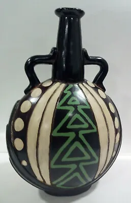 Buy Vintage Chulucanas Peruvian Pottery Vase Black Jibaro Jibaro Negro Tall Vase • 67.50£