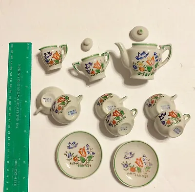 Buy 13 Pc Child's Hand-Painted ? China Tea Set, Sugar & Pot W/ Lids,Creamer,8 Cups • 12.32£