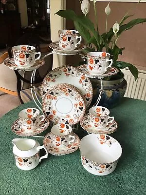 Buy Royal Albert Crown China Imari Style Derby Pattern Tea Set 21 Pieces C.1910 • 85£
