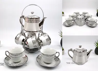 Buy 15Pcs Tea Set With Rack Cups Saucers Teapot China Tea Pot Coffee Kitchen Set • 36.99£