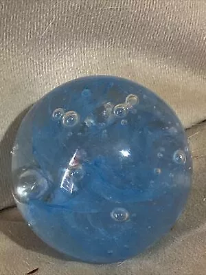 Buy Vintage Collectable Langham Glass Paperweight. Blue Clouds Bubbles Stunning Gift • 8£