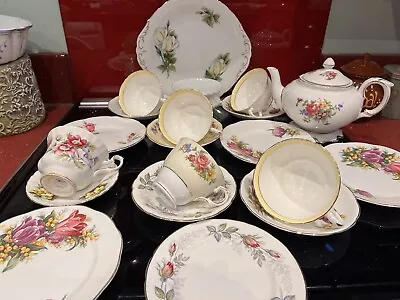 Buy Very Pretty Harlequin Mismatch China Tea Set With Teapot • 22.50£