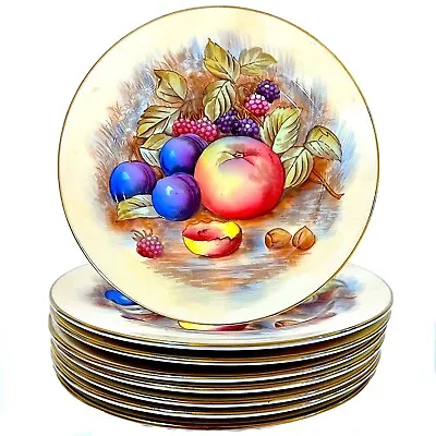 Buy Aynsley Orchard Fruit Gold Appetizer Plates - Hand-Painted - Set Of Eight • 378.82£