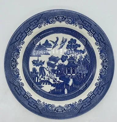 Buy Vintage Churchill England 10” Dinner Plate Willow Blue White Decorative Plate • 13.43£