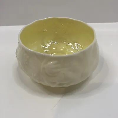 Buy Belleek Porcelain White & Yellow 9cm Lotus Flower Sugar Bowl 5th Mark 1955-65 • 3.23£