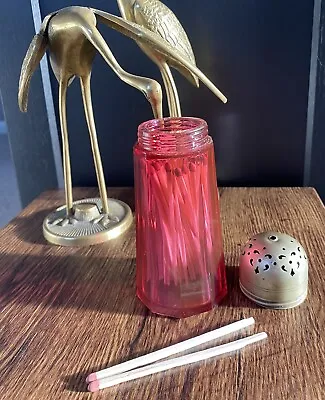 Buy Antique Cranberry Glass Sugar Sifter / Shaker Muffineer/ UPCYCLE MATCH HOLDER • 17£