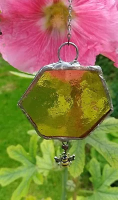 Buy Stained Glass 'Tiffany' Honeycomb With Bumble Bee  Suncatcher. Handmade  • 10.99£