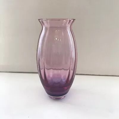 Buy Attractive Pink / Blue Art Glass Vase Ribbed 8  High Good Condition Vintage • 12.99£