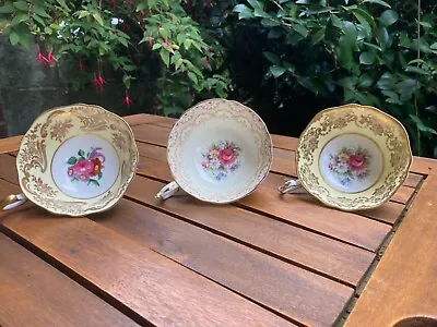 Buy 3 Rare Paragon Double Warrant Floral Flower Pattern Cups And Mis Match Saucers • 130£