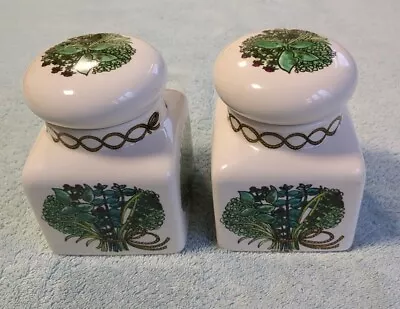Buy 2 Taunton Vale Pottery Canisters Lidded Jars Bouquet Garni Pattern 60s 70s Retro • 7.50£