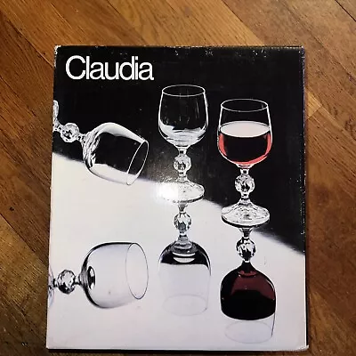 Buy Vintage Claudia Bohemia Crystal Wine Glasses  Fine Lead Crystal Set Of 6 • 38.60£