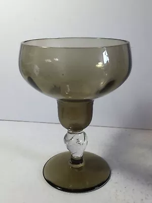 Buy Czech/bohemian Smoked Brown, Ripple Top, Stemmed Art Glass Goblet Bowl • 6.99£