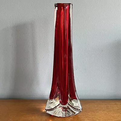 Buy Whitefriars Ruby Tricorn Vase Pattern No. 9570 Designed By Geoffrey Baxter • 12£