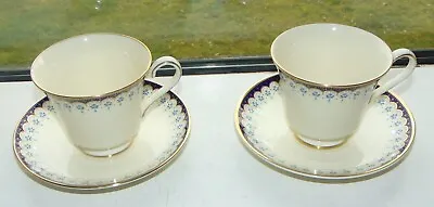 Buy Royal Doulton Minton Consort Pattern 2 X Cups And Saucers  Blue Cream C1980s • 18£