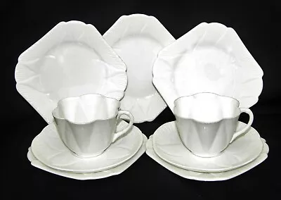 Buy Lovely White Antique Art Deco Bone China 9 Piece Part Tea Set Made By Shelley • 19.95£