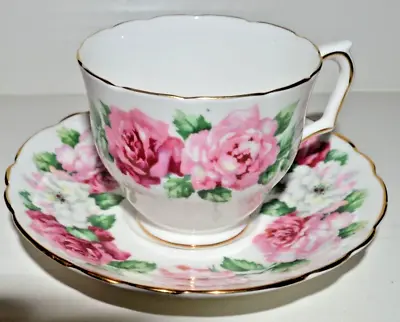 Buy Vintage Crown Staffordshire Tea Cup & Saucer Fine Bone China 1801 Rose Decor • 18.97£