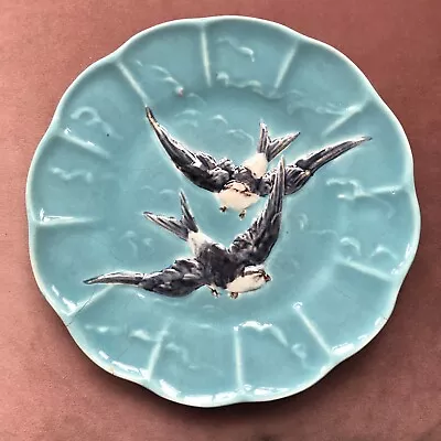 Buy SARREGUEMINES French Side Plate Antique Vintage Old Birds Blue Swallows • 80£