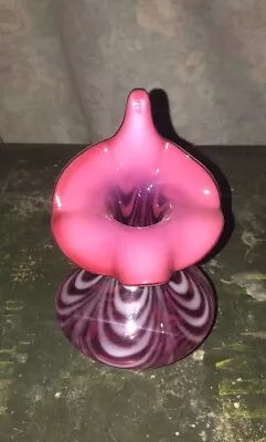 Buy Fenton Vintage Fuchsia Pink Opalescent  Jack In The Pulpit Tulip Vase Glass • 72.22£