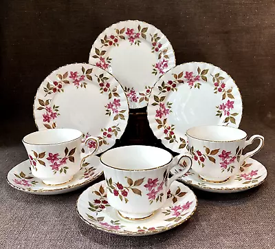 Buy 3 Vintage Royal Stafford Bone China “Fragrance” Tea Cup Saucer & Tea Plate Trios • 20£