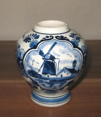 Buy Delft Blue 1682 Ceramic Flower Vase Flowered With Windmill Decor Approx. 8cm • 8.22£