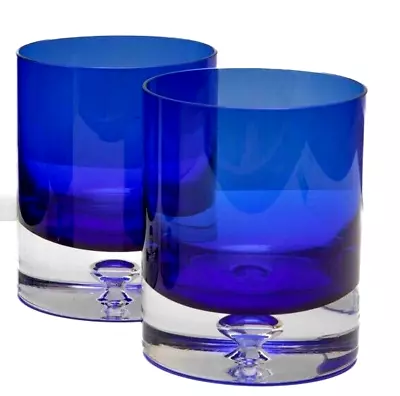 Buy BLOCK STOCKHOLM COBALT BLUE Crystal DOUBLE OLD FASHIONED GLASS SET OF 2 GLASSES • 56.55£