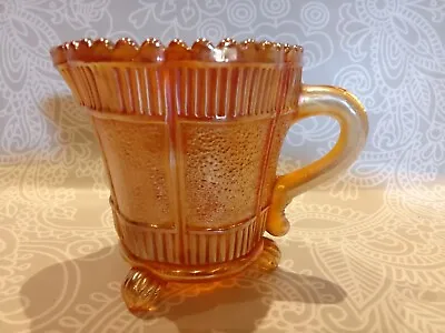 Buy Vintage Carnival Glass Cream Jug -Marigold  Sowerby Lea Pattern - Amber/ Orange • 11.99£