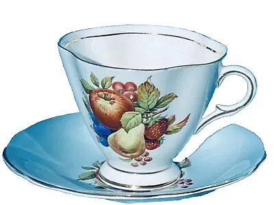 Buy Royal Clarence,Fruit Center,England Bone China Footed Tea Cup&Saucer, Gold Decor • 14.19£