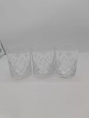 Buy 3 CUT GLASS/CRYSTAL WHISKEY TUMBLERS Whisky Quality • 18£