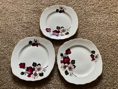 Buy 3 X Ridgeways Potteries Queen Anne Bone China 6” Tea Plates Roses • 4£
