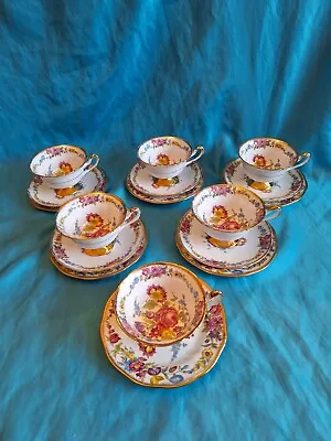 Buy Imperial China 22kt Gold Tea Set 17 Pc Cup Plate Saucer Pink Rose Hammersley Int • 99.99£