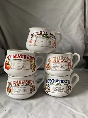 Buy Vintage 1970s ESSO Petrol Promotion Soup Recipe Mugs Bowls Set Of 5 With Handles • 20£