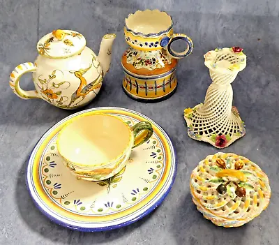 Buy Job Lot Vintage Signed French Dutch Spanish Faience Tin Glazed Pottery Grotesq • 9.99£
