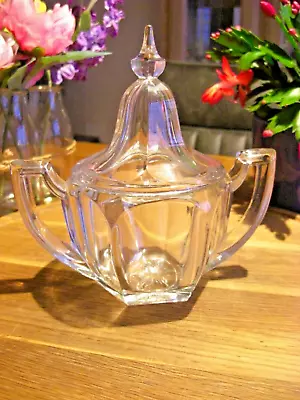 Buy A Lovely Art Deco Vintage Glass Jefferson Lidded Sugar Bowl / Preserve Bowl  • 32£