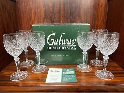 Buy Set Of (6) GALWAY CRYSTAL Blarney 6.75  White Wine Glasses W/Box - EXCELLENT • 141.03£