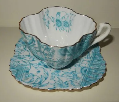Buy Antique Foley Wileman Shelley Tea Cup Saucer Alexandra C1888 Dolly Varden Print • 59£