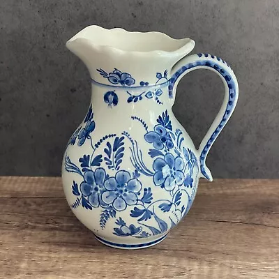 Buy Royal Delft Blue White Hand Painted Floral Glazed Earthenware Jug Artist Signed • 192.06£