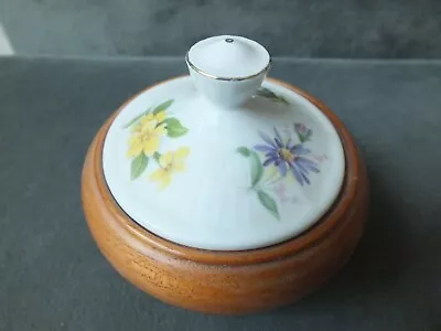 Buy Wood & Floral Ceramic Trinket Pot  Mint Condition Great In Bathroom Or Bedroom  • 7£