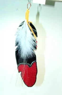 Buy 9  L Stained Glass EAGLE FEATHER Suncatcher For Window Handmade In USA #52 • 24.89£
