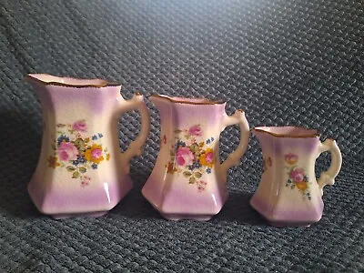 Buy Vintage Set Of Graduated Mayfayre Staffordshire Pottery Jugs 3 Antique • 26£