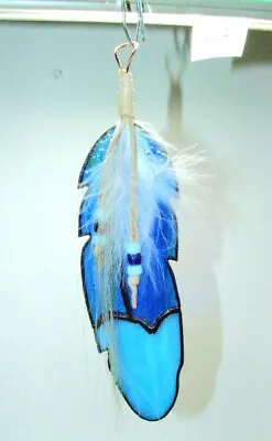 Buy 9  L Stained Glass EAGLE FEATHER Suncatcher For Window Handmade In USA #48 • 25.25£