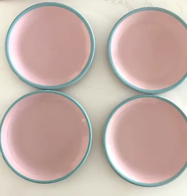 Buy Vintage Rio Century Japan Stoneware  Pink With Teal Trim:  4 Salad Plates • 16.32£