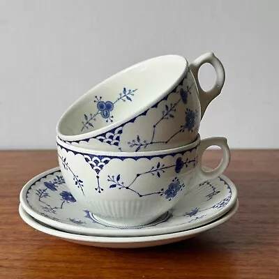 Buy Two Very Pretty Furnivals Denmark Blue Tea Cups W/ Saucers • 12£