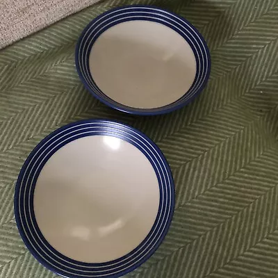 Buy Denby Blue Intro Stripe Cereal Bowls X 2  19cm • 14.99£