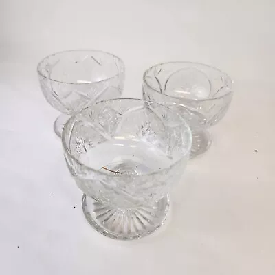 Buy Crystal Cut Glass - Dessert Glasses - Set Of 3 - Free P&P - Wedding Vintage VGC • 13.47£