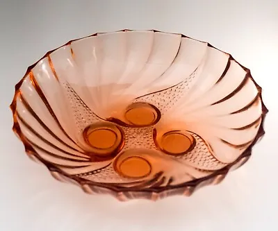 Buy Art Deco Coral Pink Glass Bowl, Early To Mid 20th Century Pressed Moulded • 19.95£